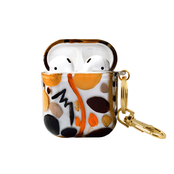 Funda para AirPods Apasionada pintada a mano por Ana Tere Canales. Un diseño artístico abstracto inspirado en la pasión y la creatividad.