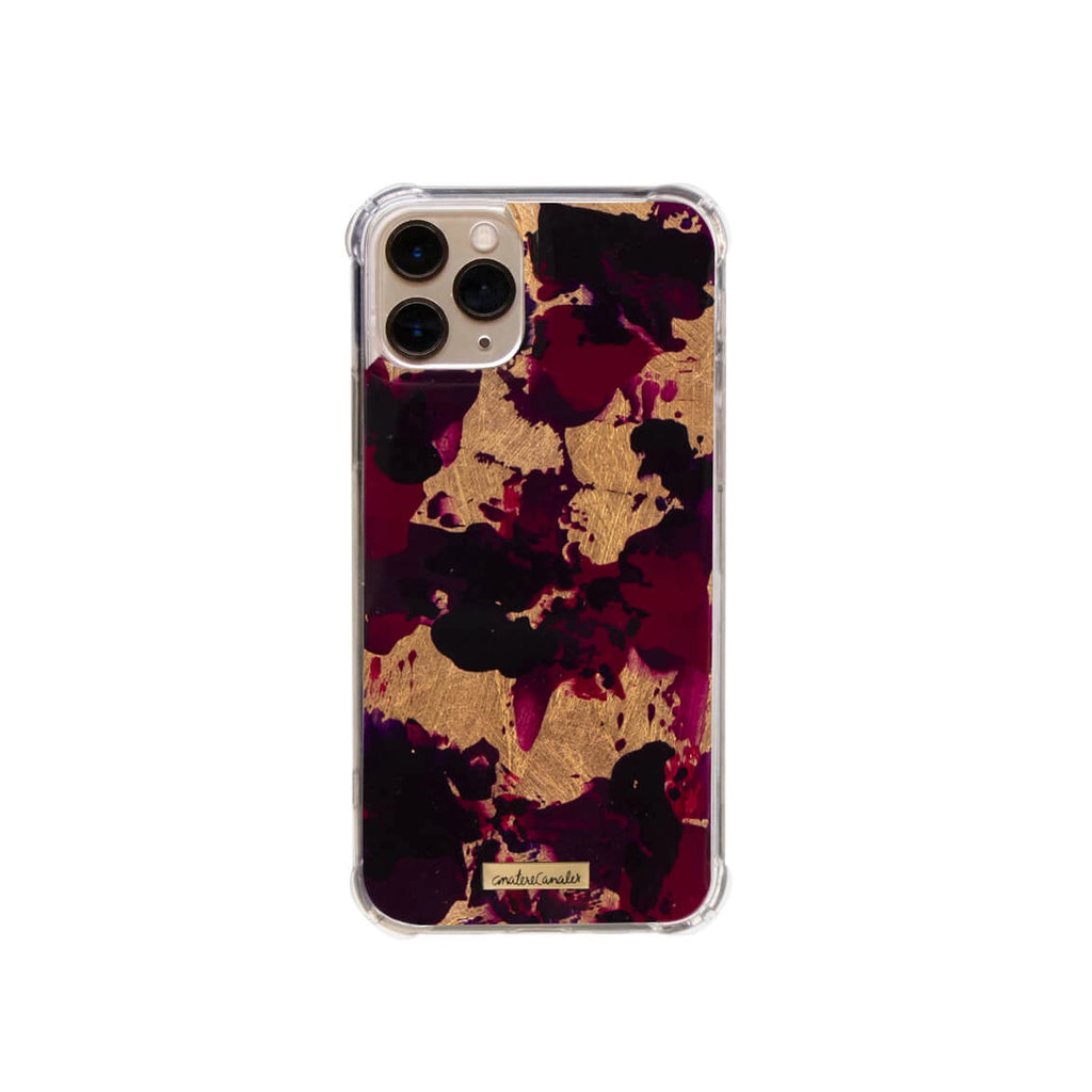 Funda para iPhone Burgundy Rose Gold pintada a mano por Ana Tere Canales. Un diseño artístico en tonos burgundy y rose gold.