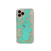 Funda para iPhone Cyan Vibes pintada a mano por Ana Tere Canales. Un diseño artístico en tonos azul cyan y estilo contemporáneo.