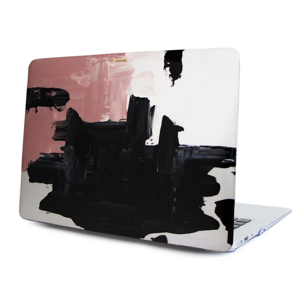 Funda para MacBook Equilibrio pintada a mano por Ana Tere Canales. Un diseño artístico abstracto inspirado en la armonía y el balance.