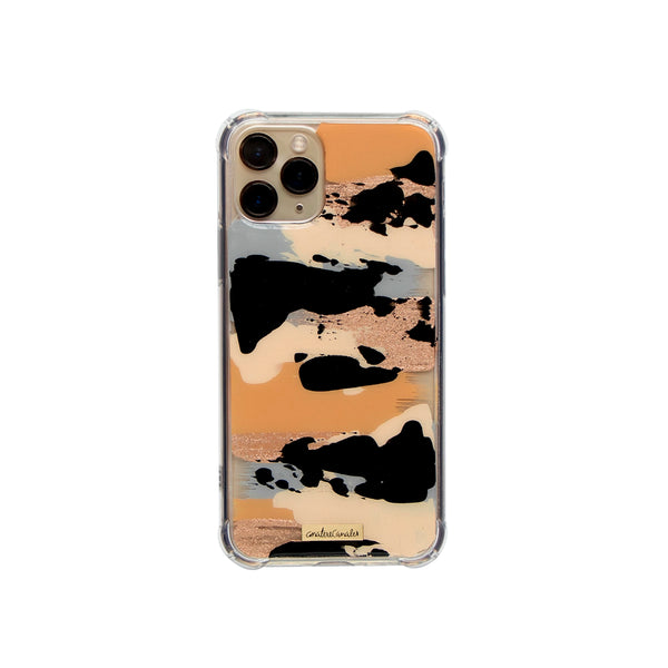 Funda para iPhone Golden Sepia Swing pintada a mano por Ana Tere Canales. Un diseño artístico de pinceladas en tonos sepia y dorado.