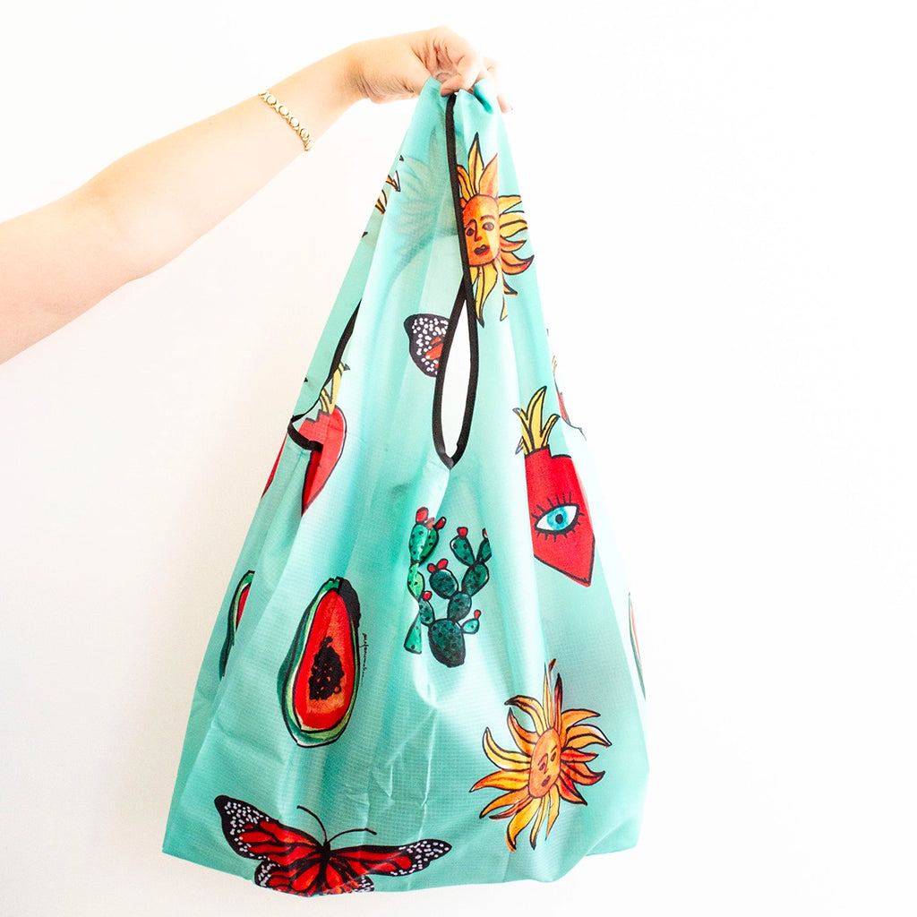 Ecobag Iconos Mexicanos de Ana Tere Canales, bolsa ecológica reutilizable con diseño artístico inspirado en la cultura mexicana.
