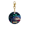 Llavero circular pintado a mano por Ana Tere Canales. Un diseño en colores azules, verde y dorado. Inspirado en nuestro mundo interior, conectar con nuestra esencia, escuchar a nuestro corazón.