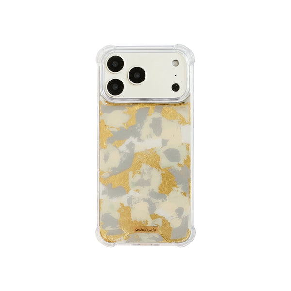 Funda para proteger iPhone, pintada a mano por Ana Tere Canales. Un diseño elegante inspirado en el ópalo blanco.