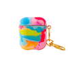 Funda para proteger AirPods, pintado a mano por Ana Tere Canales. Un diseño diseño mármol en colores vibrantes.