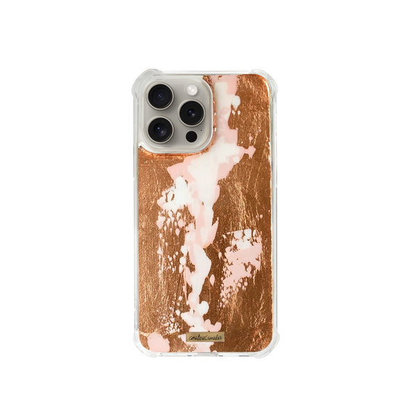 Funda para iPhone Petal Rose Gold pintada a mano por Ana Tere Canales. Un diseño artístico en tonos rosa y rose gold inspirado en pétalos.