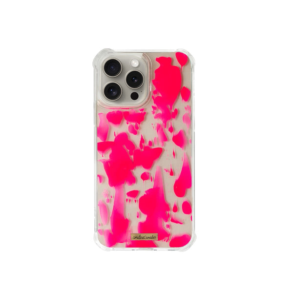 Funda para iPhone Pink Neon Vibes pintada a mano por Ana Tere Canales. Un diseño artístico en tonos rosa neón y estilo contemporáneo.