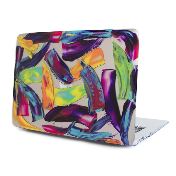 Funda para MacBook Rainbow Paint Me con pinceladas multicolor inspiradas en creatividad, pasión y expresión artística. Pintadas por Ana Tere Canales.