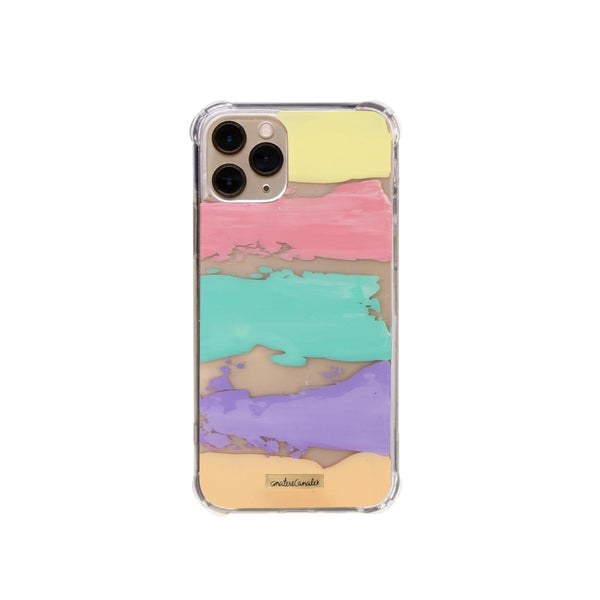 Funda para iPhone Sunset pintada a mano por Ana Tere Canales. Un diseño artístico inspirado en un atardecer en tonos pastel.
