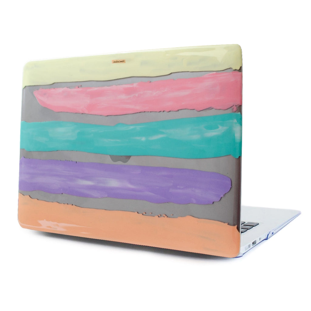 Funda para MacBook Sunset pintada a mano por Ana Tere Canales. Un diseño artístico inspirado en un atardecer en tonos pastel.