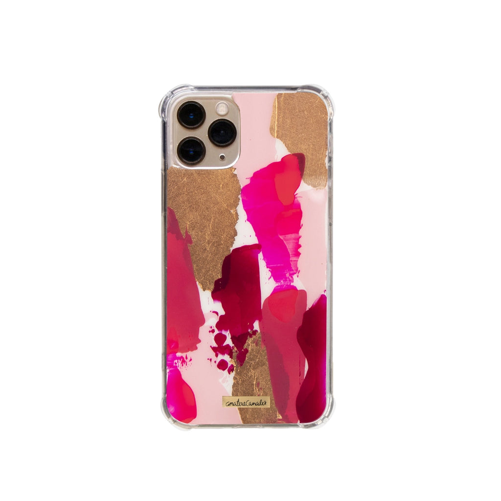 Funda para iPhone Torino Rose pintada a mano por Ana Tere Canales. Un diseño artístico en tonos rosa suaves y estilo contemporáneo.