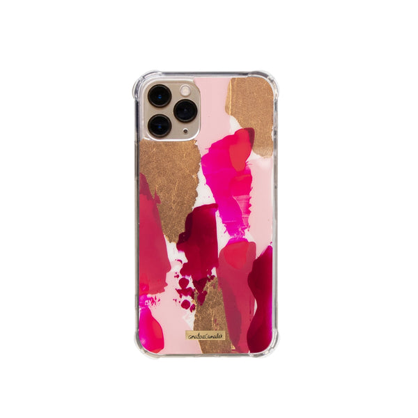 Funda para iPhone Torino Rose pintada a mano por Ana Tere Canales. Un diseño artístico en tonos rosa suaves y estilo contemporáneo.
