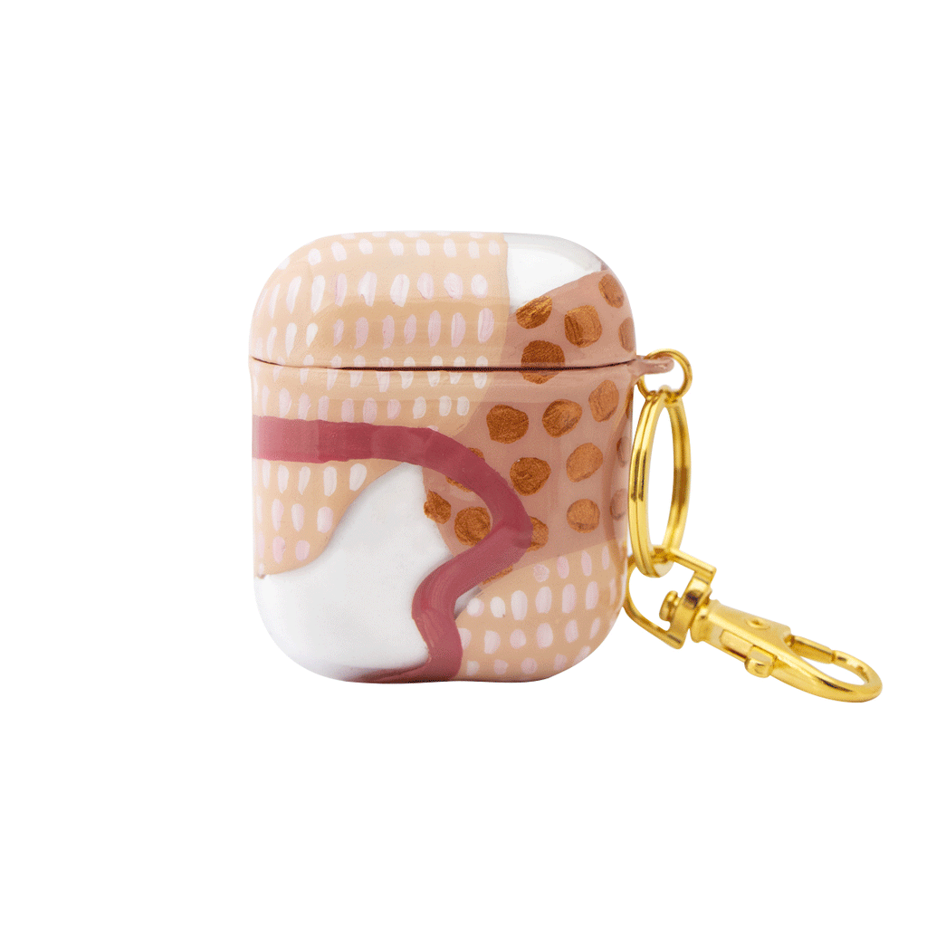 Funda para AirPods Conexión pintados a mano por Ana Tere Canales. Un diseño artístico abstracto que simboliza la unión y las conexiones humanas.