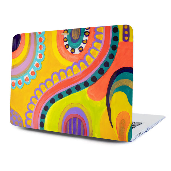 Funda para MacBook Deja Vu pintada a mano por Ana Tere Canales. Un diseño artístico abstracto inspirado en la intuición, las sincronías y la creatividad.